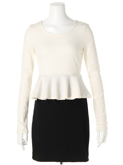 ミニペプラムハイウエストペンシルワンピース