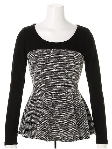 ツイード切替トップス