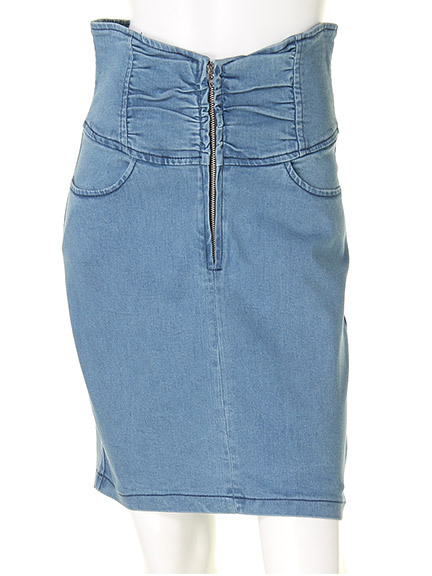 シャーリングデニムハイウエスト　スカート