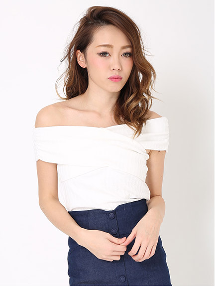 【姉ageha掲載商品】オフショルクロストップス