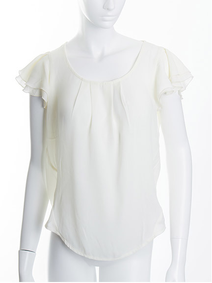 LADYチェックフリルトップス