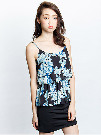 フラワー柄ティアードキャミチュニック