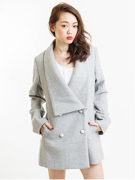 スクエアカラーＡラインコート