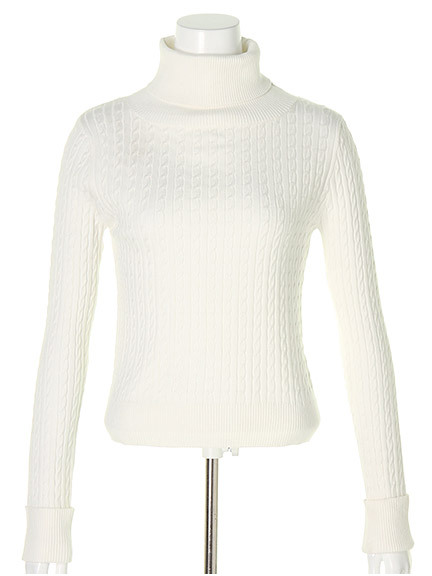 リブケーブルタートルニット