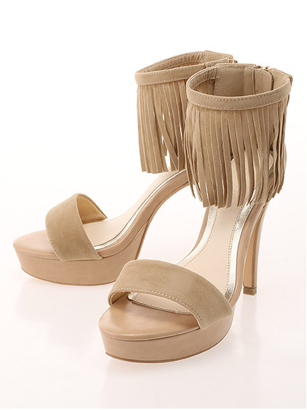 フリンジスエードサンダル