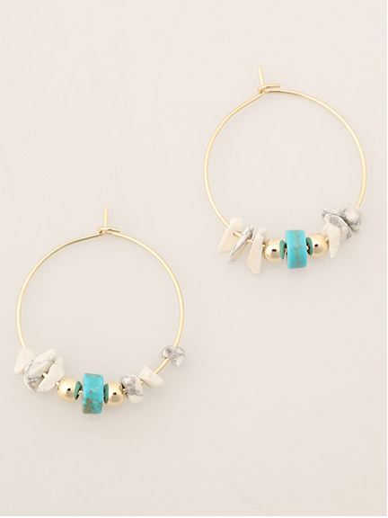 ストーンフープピアス