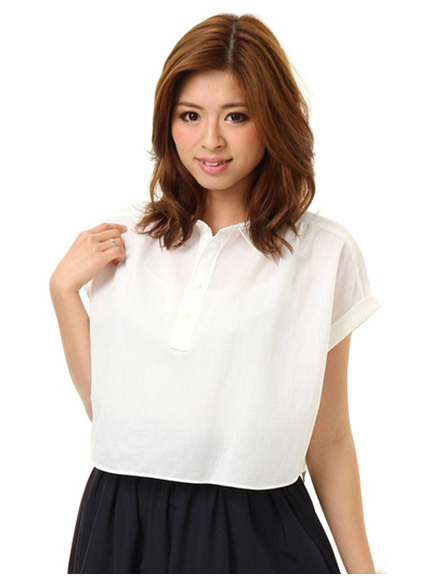 クロップド丈プルオーバーシャツ