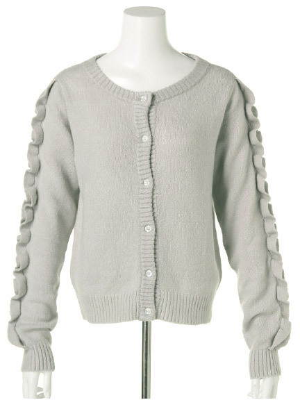 袖フリルニットカーディガン