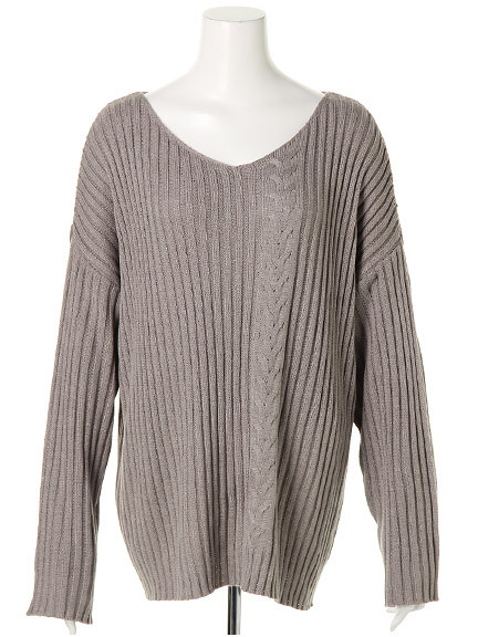 アシメケーブルルーズニット