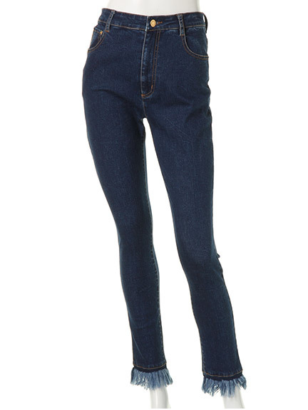 裾フリンジスキニーパンツ