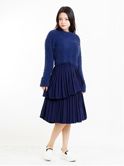 ミドル丈アシメプリーツスカート