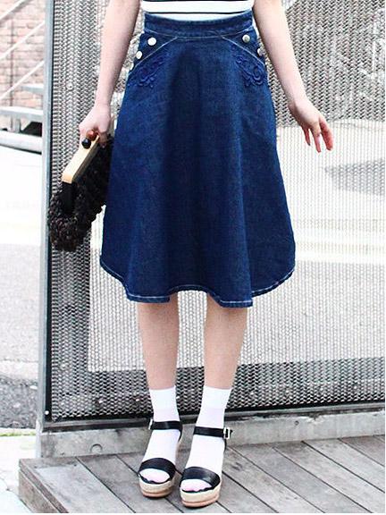 刺繍デニムスカート