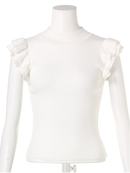 ハイネックフリルリブショートプルオーバー