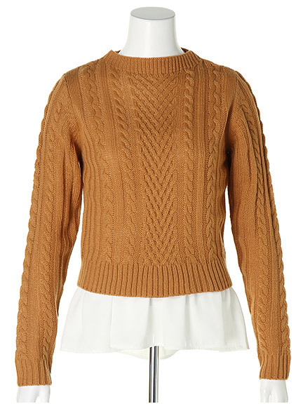 ボトルネックレイヤードニット