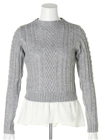 ボトルネックレイヤードニット